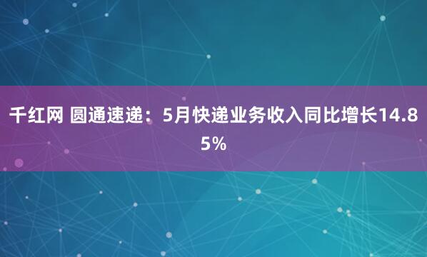 千红网 圆通速递：5月快递业务收入同比增长14.85%
